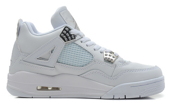 Air Jordans 4 Silver 25th Anniversary White Metallic Silver Shoes - Click Image to Close